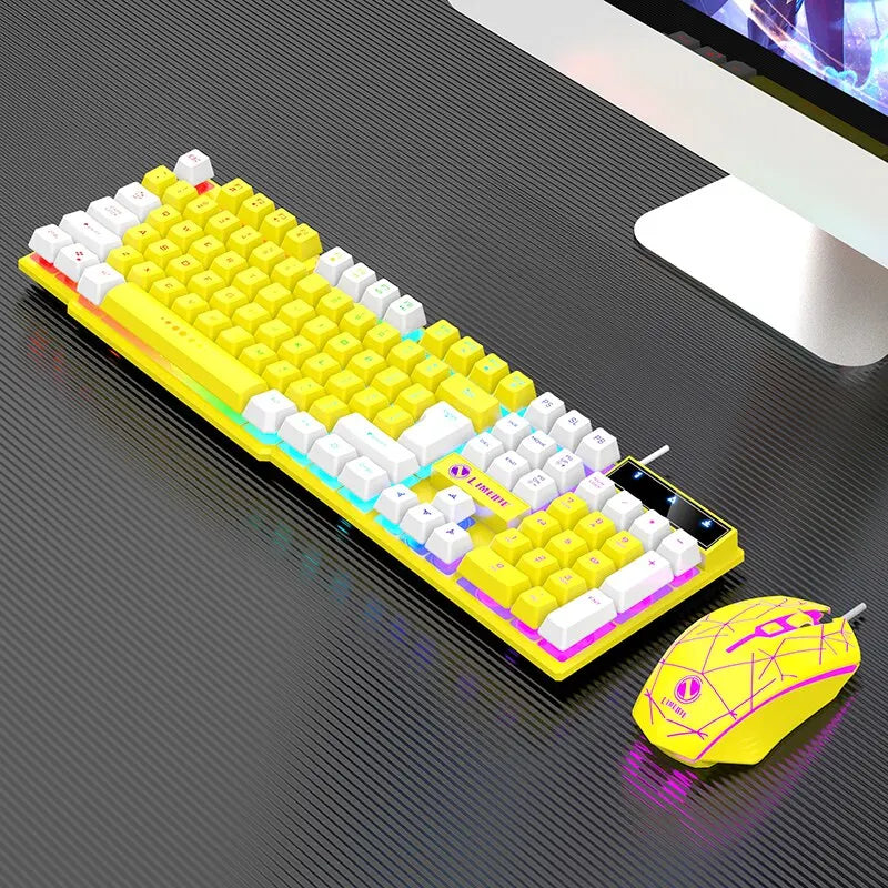 Wired RGB Computer Gaming Keyboard And Mouse USB set
