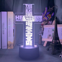 Holy Bible Psalm Poem Christian Cross Led Night Light