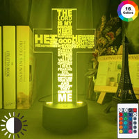 Holy Bible Psalm Poem Christian Cross Led Night Light