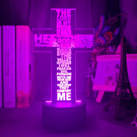 Holy Bible Psalm Poem Christian Cross Led Night Light