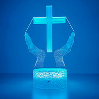Night Light Christian Cross Optical Illusion 3D Lamp
