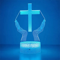 Night Light Christian Cross Optical Illusion 3D Lamp