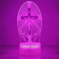 Night Light Christian Cross Optical Illusion 3D Lamp