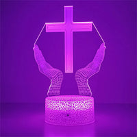 Night Light Christian Cross Optical Illusion 3D Lamp