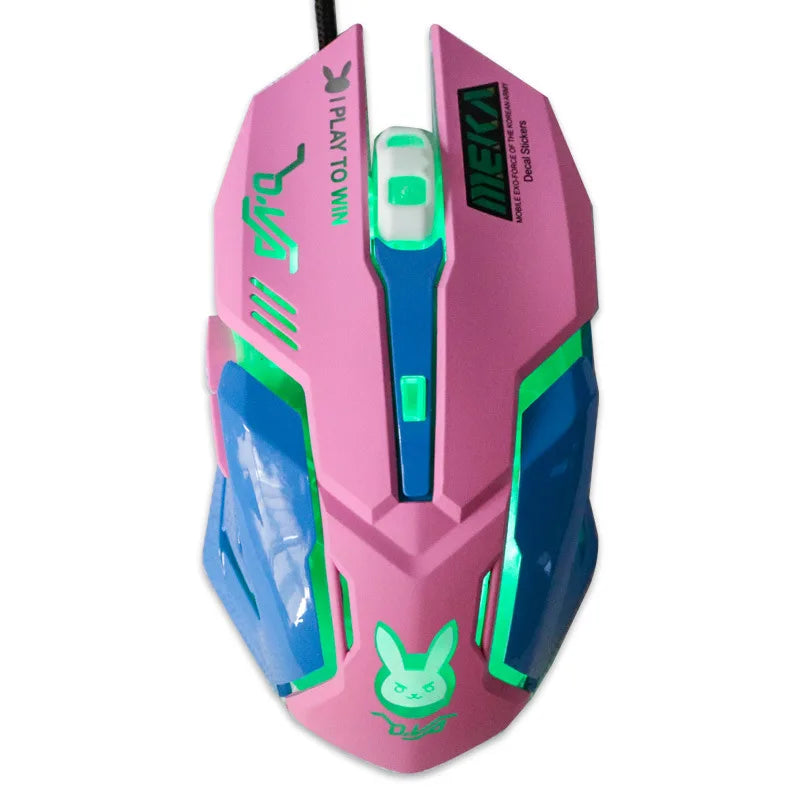 Pink 2400DPI USB Wired Diva Gaming Mouse