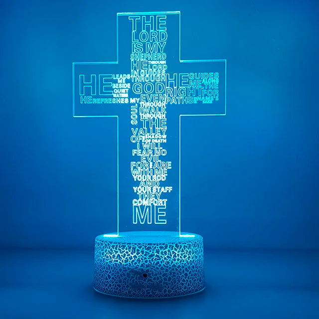 Night Light Christian Cross Optical Illusion 3D Lamp