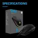 Logitech G102 Original Ergonomic 8000DPI 16.8M Color LED Pc Gaming Mouse