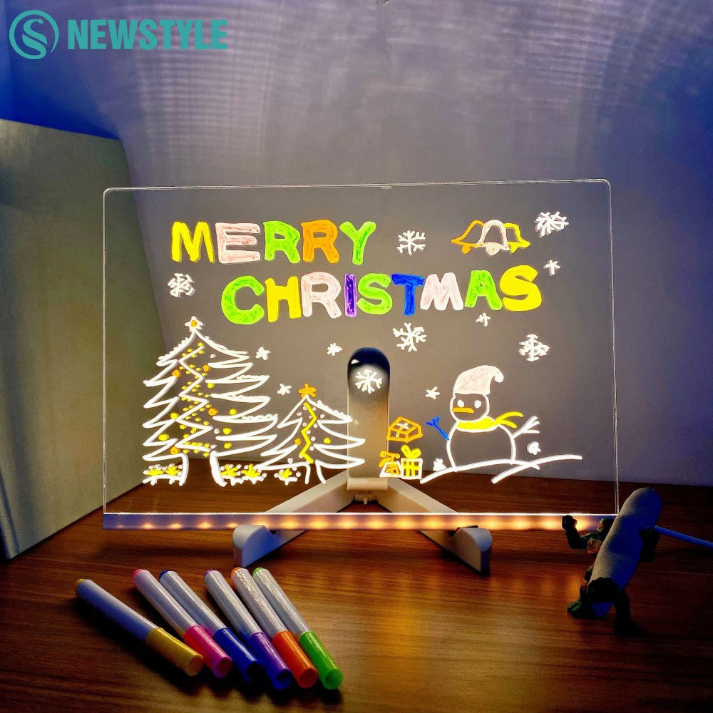 LED Drawing Board With Night Light Colorful Pens