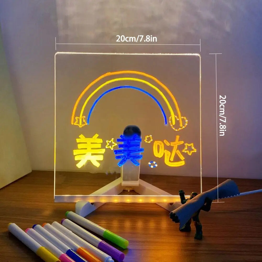 LED Drawing Board With Night Light Colorful Pens