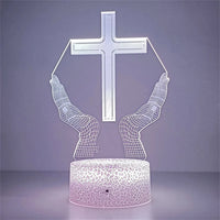 Night Light Christian Cross Optical Illusion 3D Lamp